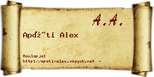 Apáti Alex névjegykártya